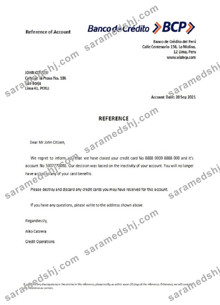 Peru_Banco de Credito_closure reference